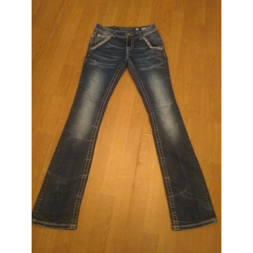 MISS ME Jeans Bootcut Bling Pockets Size 25 Pearl